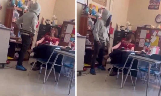  Estudiante de secundaria cachetea a su maestra frente a sus compañeros